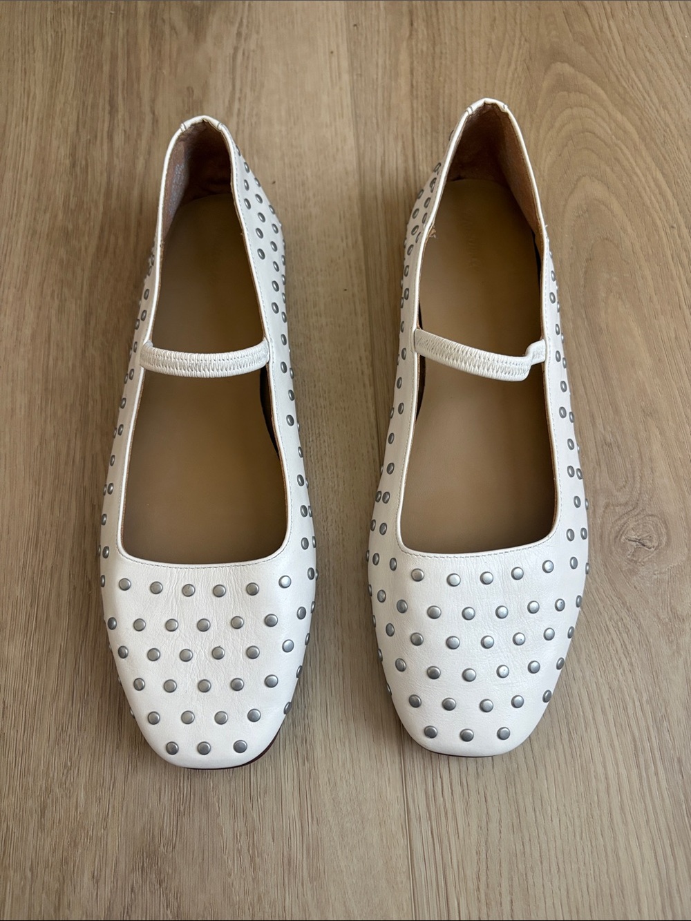 Madewell Ivory Studded Mary Jane Flats